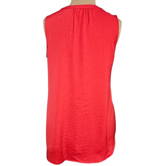Cabi Coral Blouse Womens Medium Y Neck Lightweight Orange Career Sleeveless - Picture 2 of 12